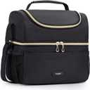 TOURIT Insulated Lunch Bag with Dual Compartment, Leakproof Cooler Tote for Work Office Picnic, Thermal Food Container Black