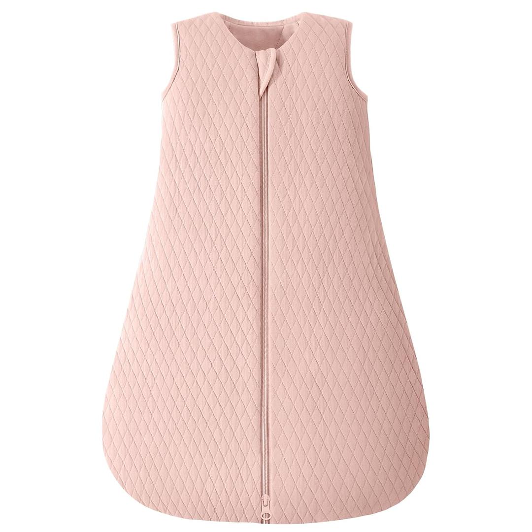 Yoofoss Baby Sleep Sack 0-6 Months TOG 2.5 Winter Baby Wearable Blanket, 100% Organic Cotton Infant Sleeping Sack 2-Way Zipper Warm Quilted Sleep Sack (Small, Pink)