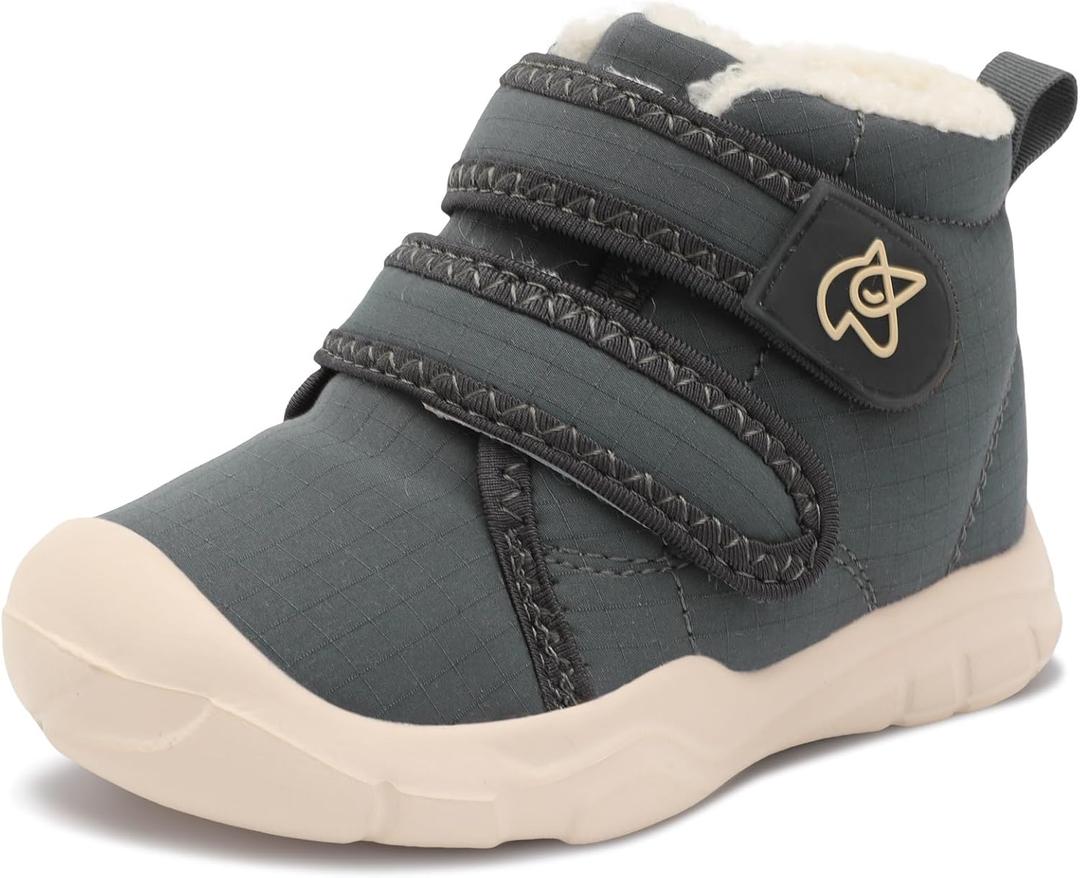 LeIsfIt Toddler Boots Girls Boys Warm Winter Boots Cozy Plush Lining Winter Shoes Indoor Outdoor Faux Fur Booties (Darkgrey)