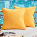 MIULEE Outdoor Pillow Covers Yellow Waterproof Decorative Patio Throw Pillow Covers Fade Resistant for Furniture Tent Couch Sofa Living Room Pack of 2 Spring Summer Pillowcases 18x18 Inch (18" x 18" (Pack of 2))