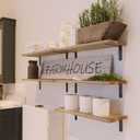 RICHER HOUSE Rustic Wood Shelves Set of 5, Farmhouse Style Floating Shelf for Wall Dcor, Hanging Shelves for Bathroom, Bedroom, Storage, Kitchen, Living Room - Carbonized Black