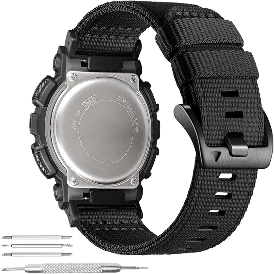 Abanen Rugged Nylon Watch Band for Casio gshock DW-5600/8900, Adjustable Sports Wrist Strap for GA-100/GW-B5600/GB-5600 /GW-6900 (Black)