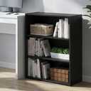 Furinno PASIR Book Shelf, 3-Tier Bookshelf, Storage Shelves Bookcase, 9.7 x 23.7 x 31.5, for Living Room, Bedroom, Home Office, Americano
