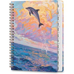 2026 Planner, Weekly and Monthly Academic Planner Calendar (JAN.2026 - DEC.2026), Planning Agenda Book, for Office Desk Accessories and School Supplies, A5(6.3" x 8.5") (Dolphin's Sky Leap)