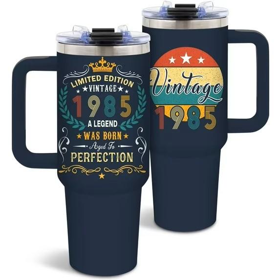 Birthday Gifts for Men, Vintage 1985 Tumbler for 41 Year Old Dad, Family Birthday Decorations, Best Gift Idea, 40 Oz Tumbler with Handle Christmas Gifts