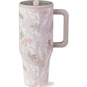 HydroJug Traveler - 40 oz Water Bottle with Handle & Flip Straw - Fits in Cup Holder, Leak Resistant Tumbler-Reusable Insulated Stainless Steel & Rubber Base - Gifts for Women & Men, Camo