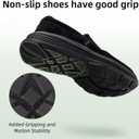 OrthoComfoot Men's Orthopedic Leather Dress Walking Shoes: Casual Arch Support Slip-On Loafers for Plantar Fasciitis, Comfortable Orthotic Shoes for Foot and Heel Pain Relief (Black)