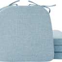 Ruqmuis Chair Cushions for Dining Chairs, 2" Thick Seat Cushions for Kitchen Chairs, D-Shaped Chair Pads with Washable Cover, Ties and Non Slip Backing, 17'' x 16'', Set of 4, Light Blue