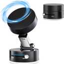 Vacuum Magnetic Phone Holder, 2025 New Upgraded Foldable Portable Vacuum Magnetic Phone Stand, Adjustable and Retractable Suction Car Phone Mount for iPhone 16/15/14/13/12/Gym/Mirror/Shower