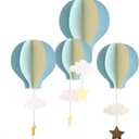 AZOWA 12 Pcs Large Size Hot Air Balloon Paper Garland Hanging Decorations (Blue, 12 Pcs) (7.5in (Pack of 12))