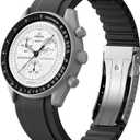 Rubber Watch Strap 20mm for Omega Swatch,Quick Release Folding Bucklle Soft Rubber Universal 20mm 22mm Cut-to-Size Durable Replacement Watch Band for Men Women (Black)