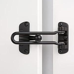 HASWARE Home Security Door Lock Swing Bar, Black Alloy Anti-Theft Door Guard Latch for Front and Inside Door, Safety Childproof Reinforcement Door Stopper (Black)