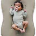 snuggle me Baby Lounger Curve (0-6 Months) - Premium Organic Cotton with Foam Core, Machine-Washable Cover, Buttery-Soft & Breathable Infant Lounger with Travel Bag (30 in x 20 in x 1.9 in) - Birch