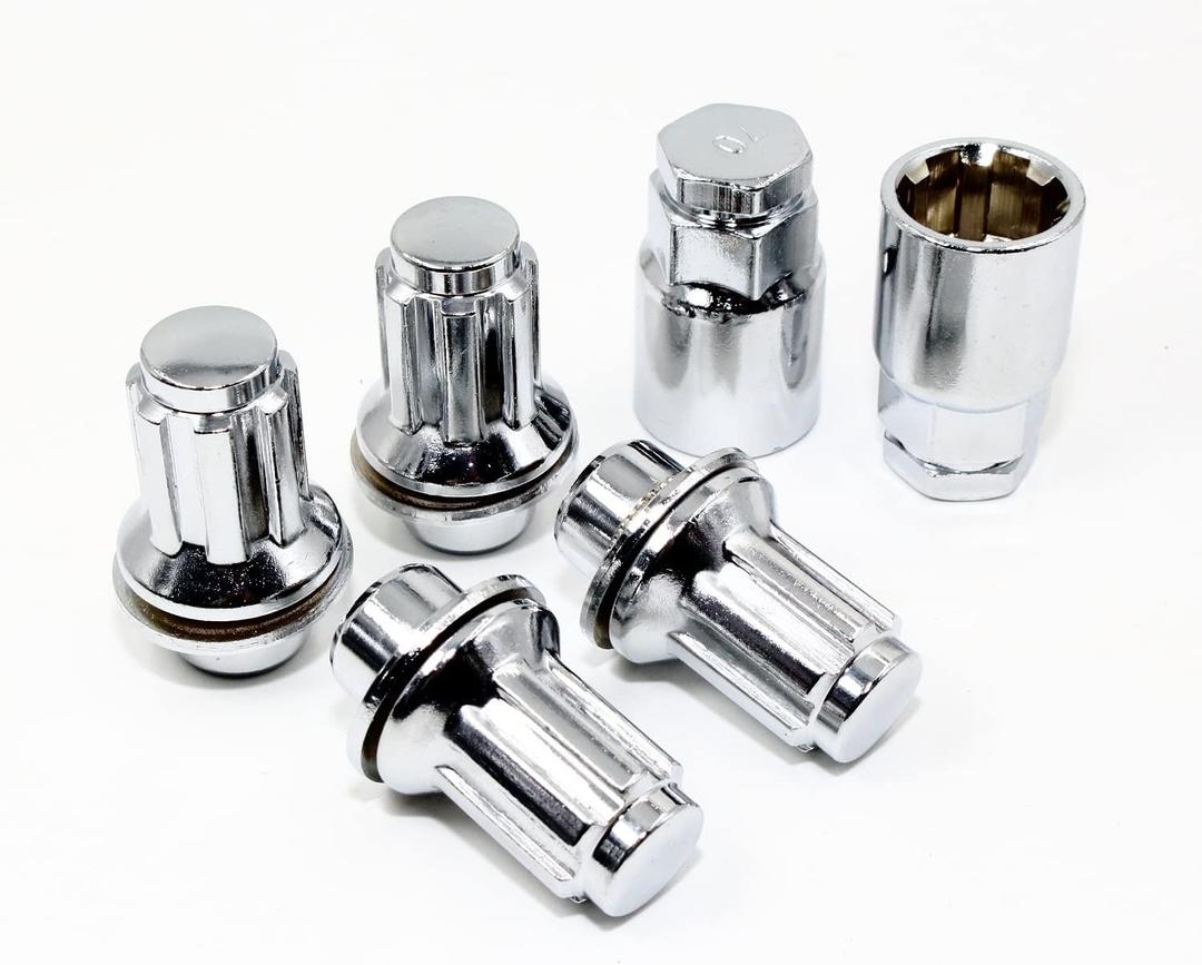 Set of 4 14x1.5 Veritek OEM Style Factory Replacement Chrome Lug Nut Wheel Locks w/ 2 Keys for Toyota Sequoia Landcruiser Tundra Lexus LX