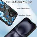OOK Magnetic Case Fit for iPhone 16 6.1 Inch (Compatible with MagSafe) Soft TPU and Hard PC Phone Cover with Blue Floral Flowers Anti-Scratch Shockproof Protection Case for Women