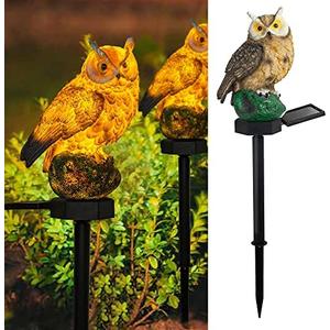 Dazzle Bright 1 Pack Owl Figure Solar LED Lights, Resin Garden Waterproof Decorations with Stake for Outdoor Yard Pathway Outside Patio Lawn Decor to Scare Birds Away, Gifts for Women, Owl Lovers