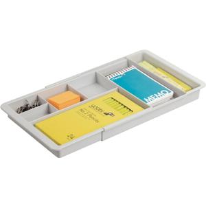 mDesign Expandable Plastic Drawer Organizer and Storage Container for Office Supplies - Gel Pen Pencil, Marker, Stationary, Desk Supply Holder for Drawers and Desktop - Lumiere Collection - Light Gray