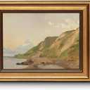 WHASAYART Gold Framed Vintage Wall Art for Living Room Canvas Coastal Wall Pictures Classic Landscape Painting Shelf Decor Natural Aesthetic Room Decoration Elegant Artwork Print for Bathroom, Bedroom (10L" x 8W")