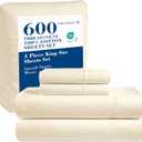 LANE LINEN 600 TC 100% Cotton Sheets King Size -Ultra Soft & Comfy Mercerized Cotton King Bed Sheet, Sateen Weave No Pill Deep Pocket King Sheet Set, Luxury Hotel Collection Sheets - Ivory