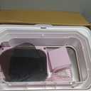 RIZZARI Enclosed Cat Litter Box: Large Top & Front Entry - High-Sided Anti-Scatter Design - Stainless Steel Odor Control - Easy Clean Teflon Non-Stick Coating- Pink Litter Pan - Entryway/Closet Nook