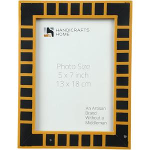 Handicrafts Home 4x6 Photo Frame– Yellow Black Square Resin Inlay Decorative Picture Frame for Wall Hanging & Tabletop Display Vintage & Modern Home & Farmhouse Decor Marcos de Fotos