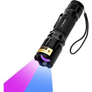 UV Blacklight Flashlight - 365nm and 395nm Black Light for UV Glue Curing, Urine Stain Detection, Anti-counterfeiting, and More - Compact Handheld Ultraviolet Torch Wood's Lamp