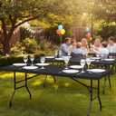 6ft Fitted Tablecloth Rectangle - 6 Pack Outdoor Picnic Table Covers with Elastic, Washable Folding Table Protector for Party Banquet Graduation, 30x72 Inch, Black