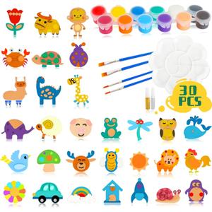 Glintoper 30 Wooden Magnet Painting Craft Kit, Paint Your Own Easter Art and Craft Supplies, Basket Stuffers Party Favors for Boys Girls, Classroom Prize Goodie Bag Gifts Glintoper 30 Wooden Magnet Painting Craft Kit, Paint Your Own Easter Art and Craft Supplies, Basket Stuffers Party Favors for Boys Girls, Classroom Prize Goodie Bag Gifts