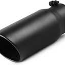 A-KARCK 4 Inch Inlet Exhaust Tip, Bolt On 4" Inlet 5" Outlet 12" Long Black Coating Exhaust Tailpipe Tip, Stainless Steel Rolled Edge
