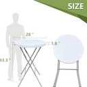 28in Cocktail Table, no Assembly Required, High Top Bistro Round Plastic Folding Table, Foldable Portable Bar Height Tables, Indoor Outdoor for Party Banquet Wedding Picnic Dining Camping, White