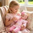 EKOKIZ Lifelike Reborn Baby Doll - 17 Inch Realistic Soft Body Newborn Baby Dolls Girl that Look Real with Clothes and Accessories, Gift for Kids Age 3+ Birthday, Pretend Play