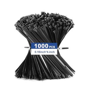 Hsoryrt 1000pcs Zip Ties, 4 inch Cable Ties, 18lbs Black Multi-Purpose Self-Locking Nylon Small Cable Management, UV Resistant Wire Ties, Plastic Ties for Home, Garage, Garden, Office, Workshop