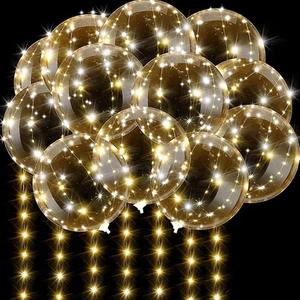 Light Up Led Balloons, 8 Packs Party Balloon Cell Battery 22 Inches 3 Modes Flashing String Lights Clear Balloon, for Birthday Wedding Decorations (Warm White)