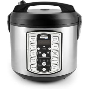 Aroma Housewares Professional Plus ARC-5000SB 20 Cup (Cooked) Digital Rice Cooker, Food Steamer, Slow Cooker, Stainless Exterior/Nonstick Pot, Silver, Black, 10-cup uncooked/20-cup cooked/4QT