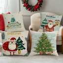 Christmas Pillow Covers, Decorative Winter Holiday Pattern, 18x18 Inch, 4 Piece Set