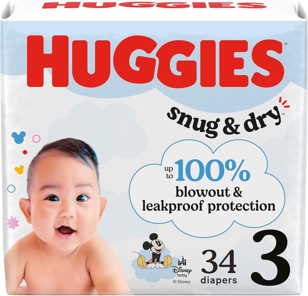 Huggies Size 3 Diapers, Snug & Dry Baby Diapers, Size 3 (16-28 lbs), 34 Count