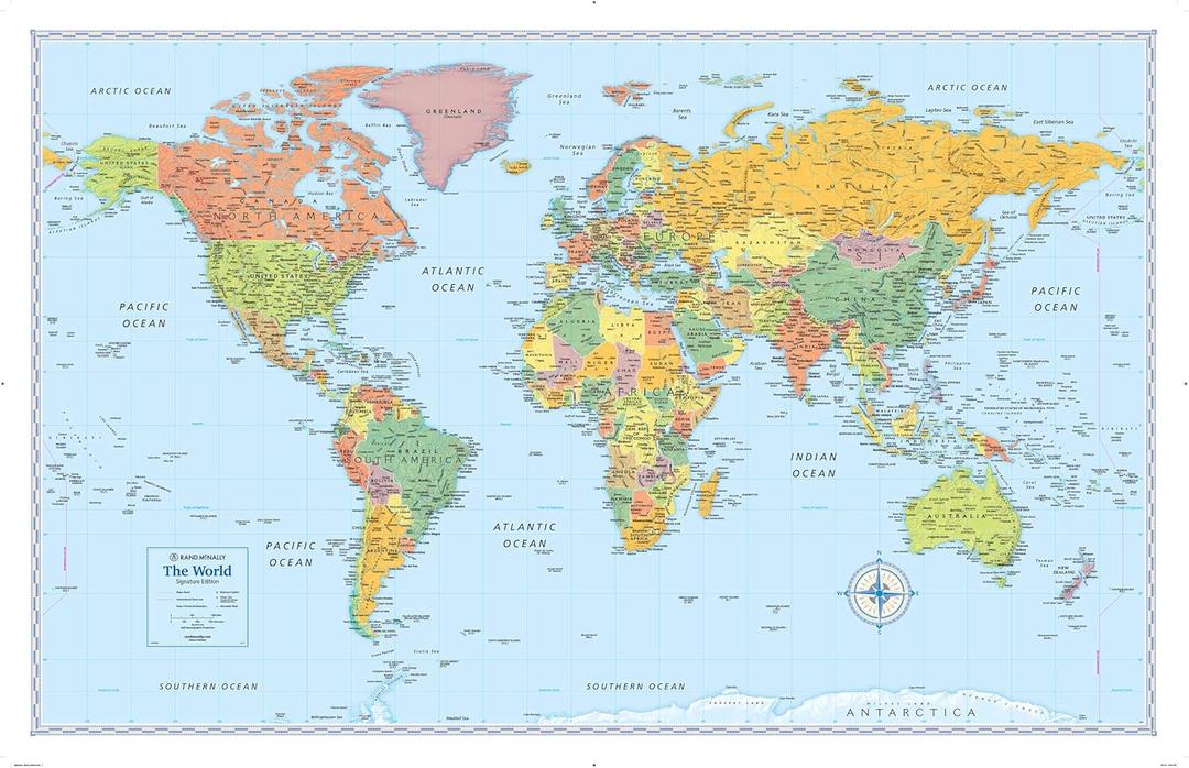 Rand McNally Signature Edition World Wall Map  Laminated Rolled