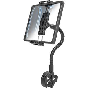 Metal Gooseneck Spin Bike Tablet Holder, Fit for 6.1-15.6" Devices, Adjustable Handlebar Mount for Indoor Cycle, Stationary Bicycle, Elliptical, Peloton, Compatible with iPad Pro/Air/Mini