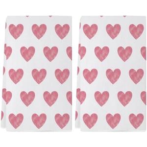 Siilues Valentines Day Kitchen Towels Set of 2, 18x26 Inch Valentines Day Dish Towels Sweet Heart Valentines Day Decor Hand Towels Seasonal Decorations for Home Drying Dishcloth