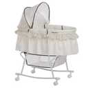 Dream On Me Lacy Portable 2-in-1 Bassinet & Cradle in Cream, Lightweight Baby Bassinet with Storage Basket, Adjustable and Removable Canopy