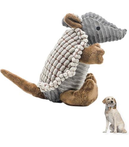 GLURUITE Dog Plush Toy Puppy Teething Squeaky Interactive Chewing Toy with Rope for Small, Medium Dogs