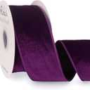Ribbli Purple Velvet Wired Ribbon 2.5 Inch Velvet with Satin Christmas Ribbon for Gift Wrapping Christmas Tree Decoration Crafts Wreaths Supplies-Continuous 10 Yards