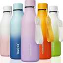 BJPKPK Insulated Water Bottles, 18 Oz Stainless Steel Metal Water Bottle with Strap, BPA Free Leak Proof Jugs, Mugs, Flasks, Reusable Thermal Flasks for Sports & Travel, Dreamy Purple