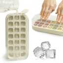 Pack of 2 Ice Cube Tray with Lid and Bin 21 Pcs Quick-Fill Ice Cube Mold for Freezer Easy Press to Release White No-Touch Ice Cube Trays