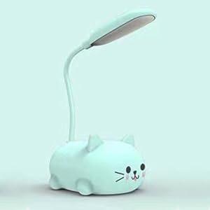 Desniltol LED Kids Lamp, Mini Cat Table Lamp, Portable LED Night Light, Cute Desk Lamp, Foldable USB Rechargeable Reading Light Children's Bedroom (Blue)