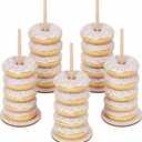 5 PCS Donut Stands for Dessert Table, Wooden Donut Stand Display, Farmhouse Bagel Stand for Dessert Table, Wedding, Birthday, Class Reunion, and Party Decoration