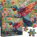 Hummingbird Puzzles for Adults 1000 Pieces, Nature Birds Flower Jewel Art Puzzle, Difficult Crystal Diamond Beautiful Garden Animals Jigsaw Puzzles, Colorful Floral Hard Challenging Puzzles for Adults