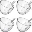 Hoolerry 8 Pcs Serving Bowls Kit Include Clear Plastic Bowls for Parties and Popcorn Measuring Scoops Acrylic Plastic Kitchen Angled Candy Scoops for Office Canister Salad Cooking (25 oz)