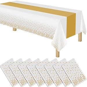 2in1 Disposable Plastic Tablecloths 54" x 108" Black and Blue Dot Kitchen Table Cloth Rectangle Table Cover for Wedding Birthday Baby Shower Anniversary Christmas Graduation (Black/Blue, 3 Pack)