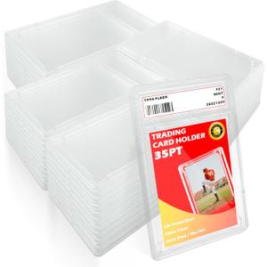 24 Pack Card Case Holder for Trading Cards- 35PT Hard Acrylic Graded Protectors Sleeves with Label Slot, Compatible with YuGiOh, MTG, Sports Cards
